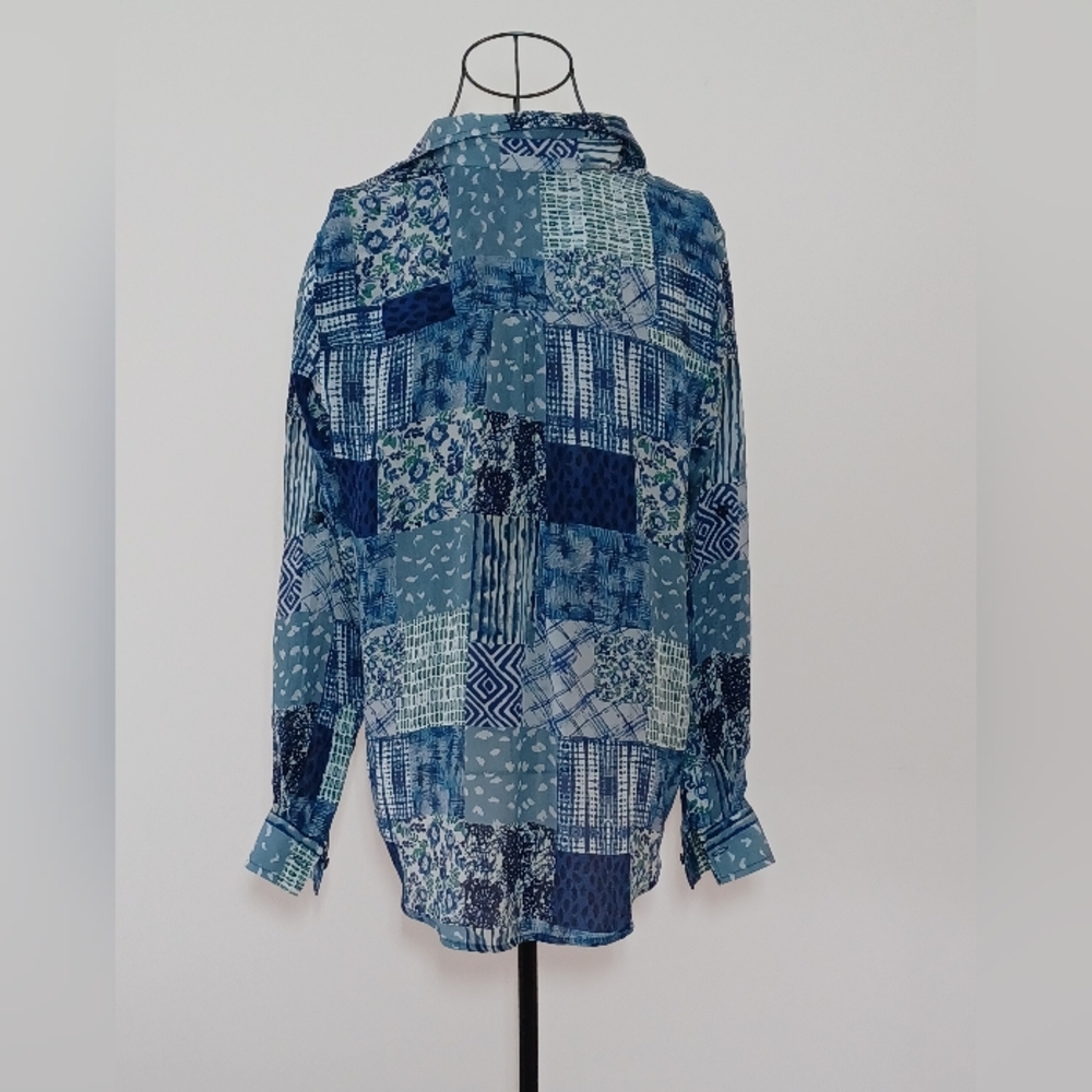 Apny Boho Patchwork Print Blouse Cupro Viscose Bl… - image 2